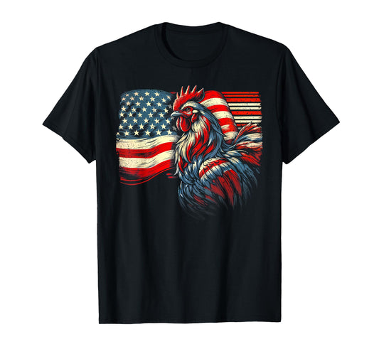 Chicken 4th Of July Flag American Patriot USA Farm Chicken Women Kids Men T-Shirt