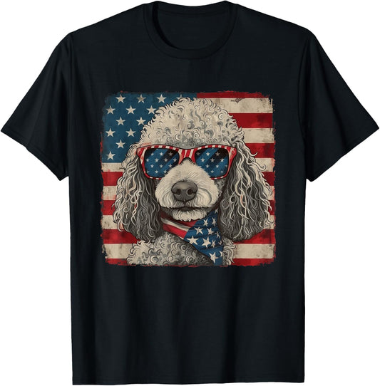 Patriotic Red White Blue 4th of July Poodle T-Shirt
