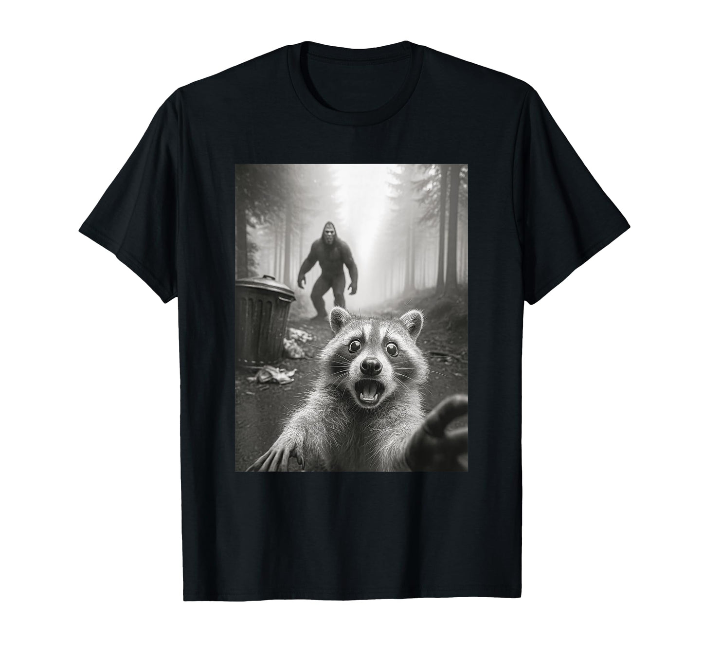 Funny Raccoon Selfie Bigfoot Graphic Tee For Men Women T-Shirt
