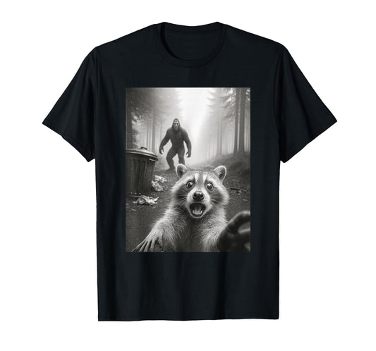 Funny Raccoon Selfie Bigfoot Graphic Tee For Men Women T-Shirt