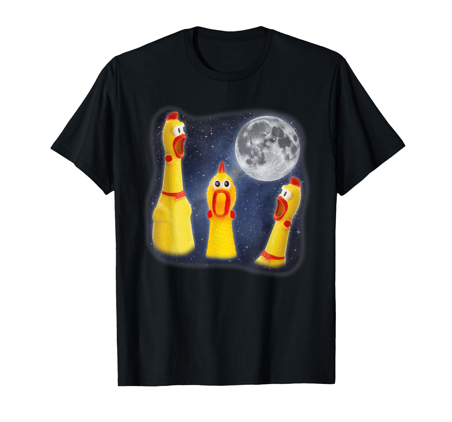 Rubber Chicken Toy Moon 3 Howling At Moon Funny Weird Cursed T-Shirt