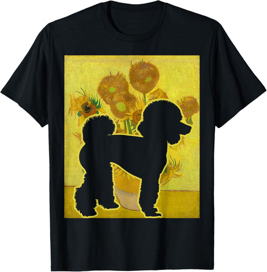 Poodle Sunflowers Dog Lover Van Gogh Poodle Painting T-Shirt