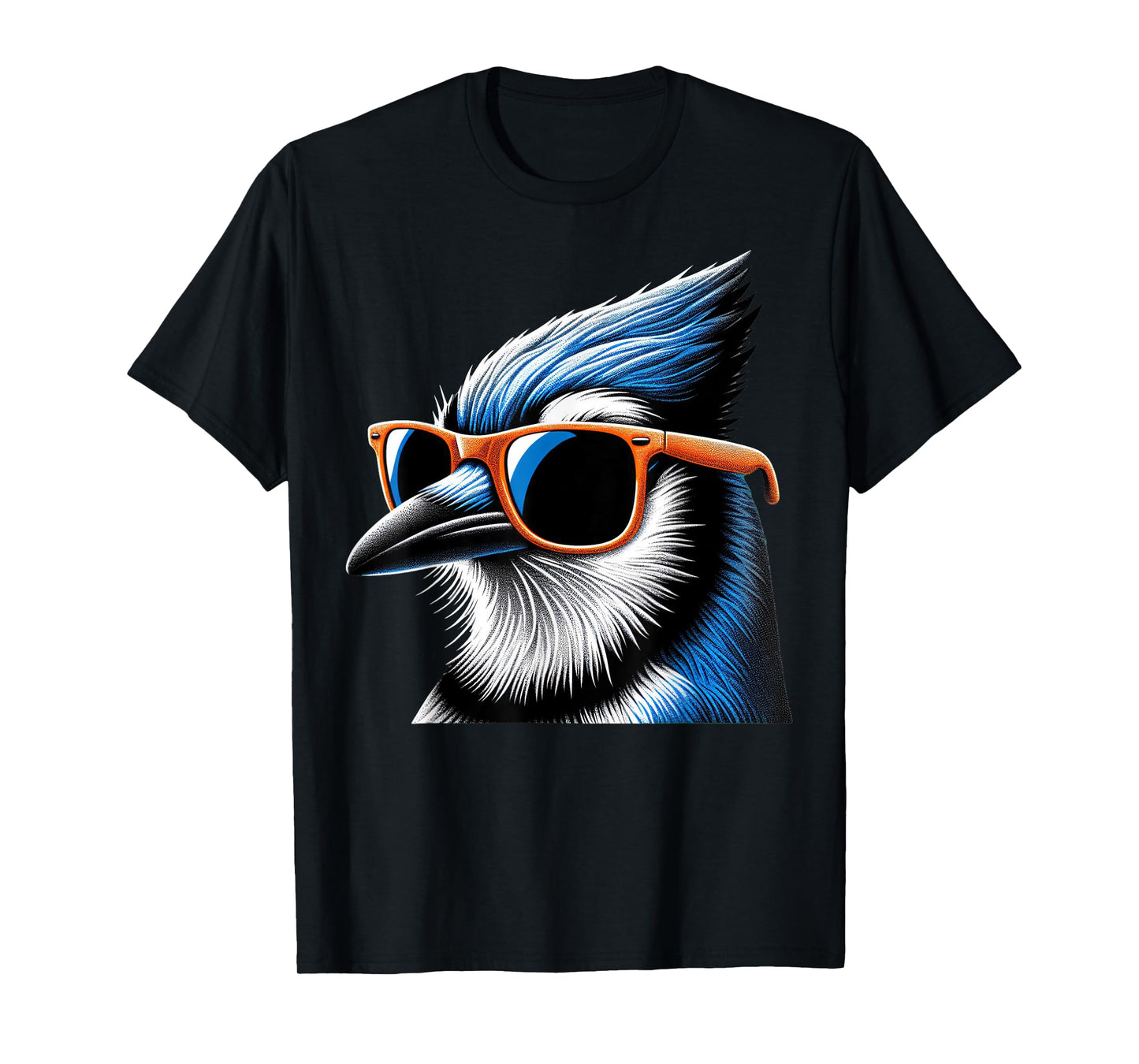 Cool Blue Jay Bird Wearing Sunglasses Graphic Art T-Shirt