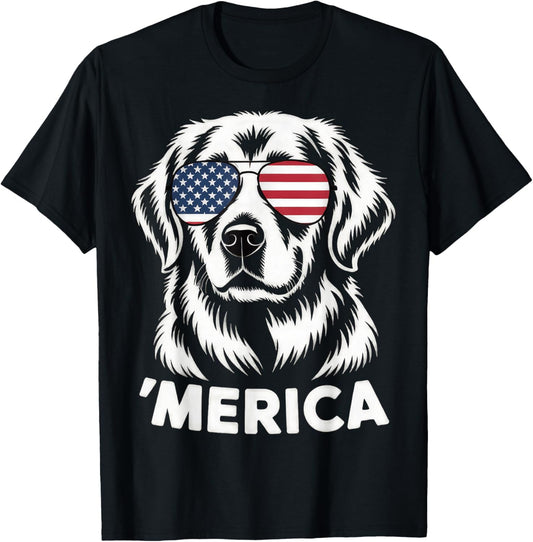 Golden Retriever 4th of July Merica T-shirt