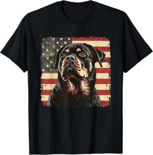 Patriotic Rottweiler Dog Shirt 4th of July Men Women T-Shirt