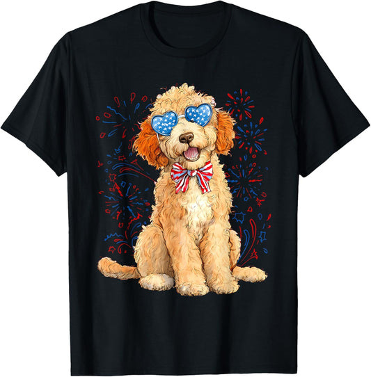 Goldendoodle 4th of July Patriotic Golden Doodle Dog T-Shirt