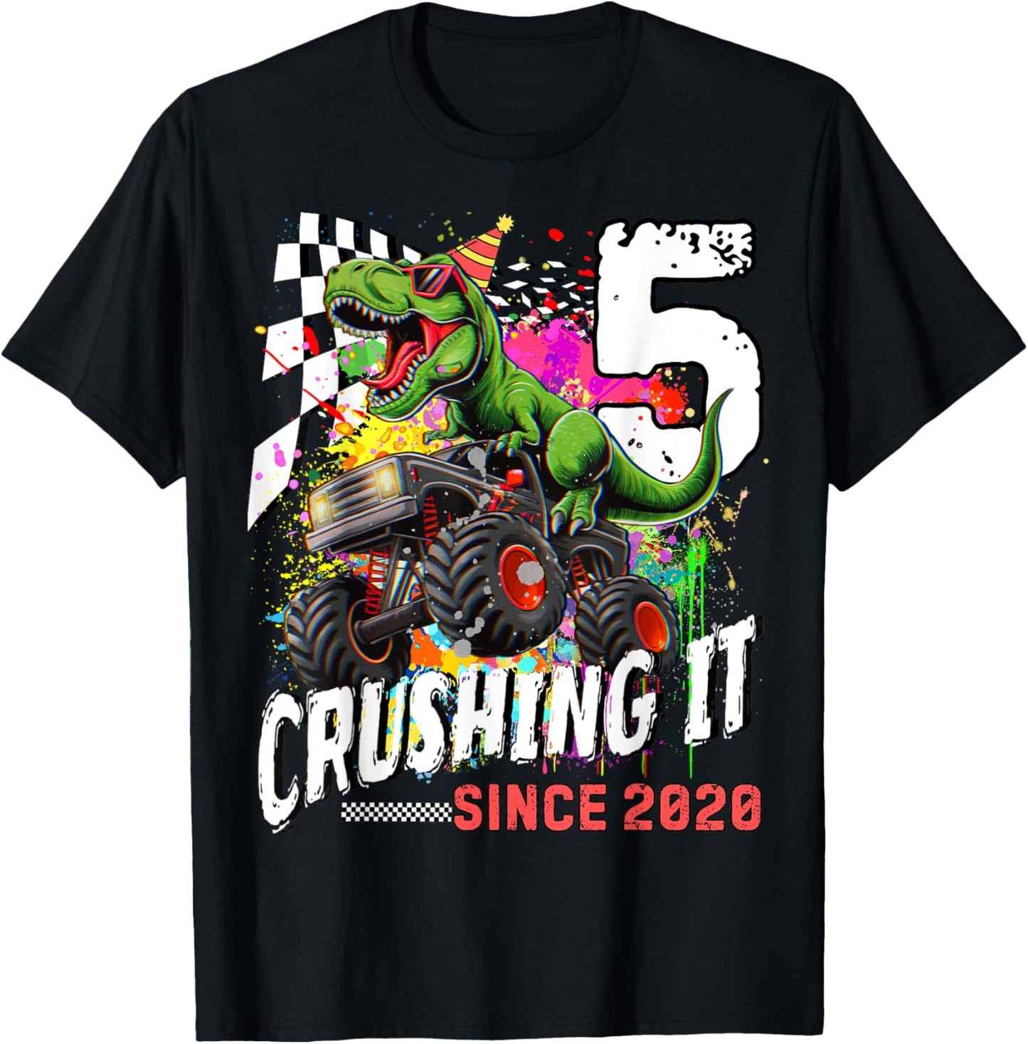 Birthday Monster Truck Dinosaur 5th years old Monster Truck T-Shirt