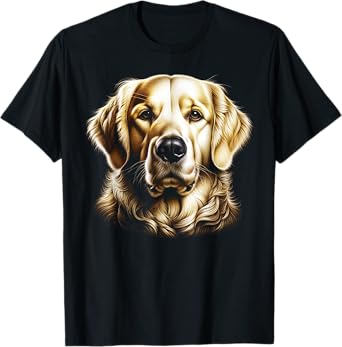 Golden Retriever Realistic Drawing Style Head T-Shirt