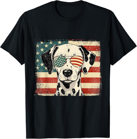 Patriotic Dalmatian Dog Lover USA Flag 4th Of July T-Shirt