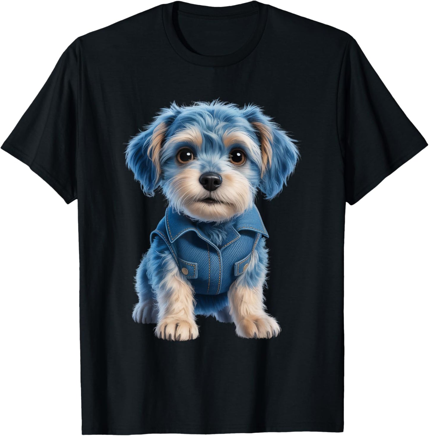 Dog Pattern Denim Patchwork Art Denim Patch Animal Dog T-Shirt