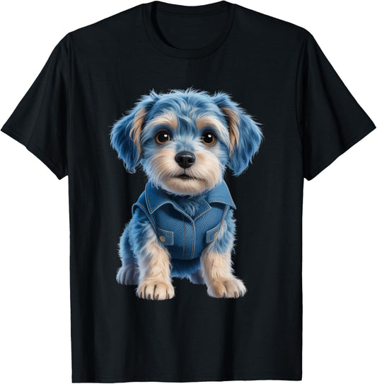 Dog Pattern Denim Patchwork Art Denim Patch Animal Dog T-Shirt