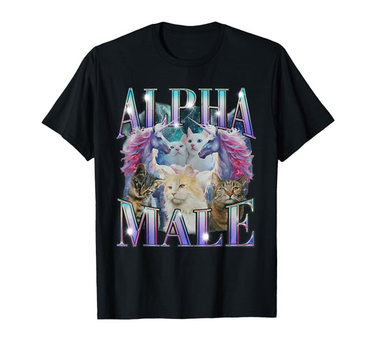 Alpha Male Unicorn Cat Ironic Vintage Bootleg T-Shirt
