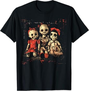 Scary Doll Horror Movie Creepy Haunted Toy Goth Alt Emo T-Shirt