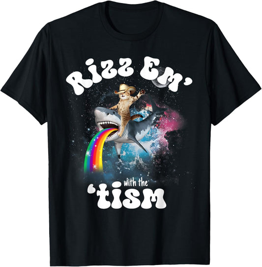 Rizz Em With The Tism Funny Meme Y2K Cat Autism Awareness T-Shirt