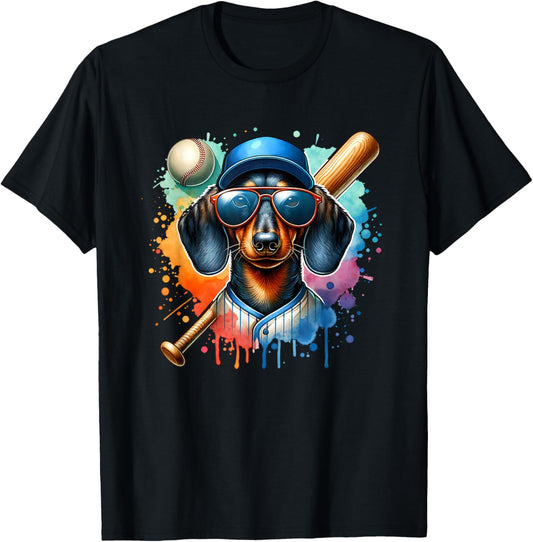 Dachshund Wiener Dog Baseball Player Sport Team T-Shirt