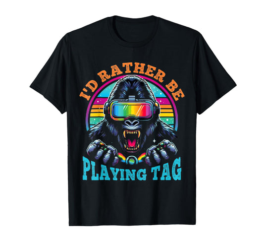 Bruh I'd Rather Be Playing Boys Adult Man Birthday Gorilla T-Shirt