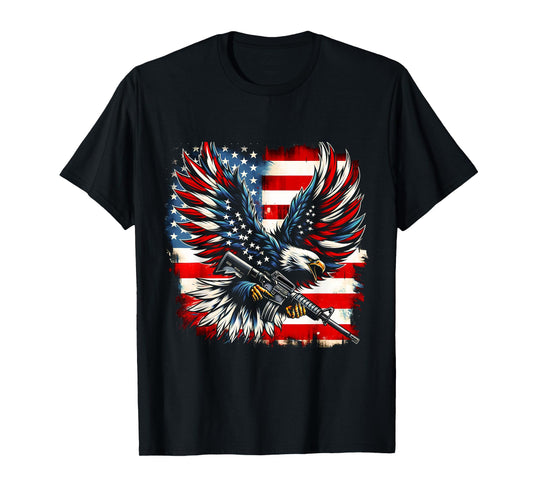 American Flag Eagle with Rifle T-Shirt