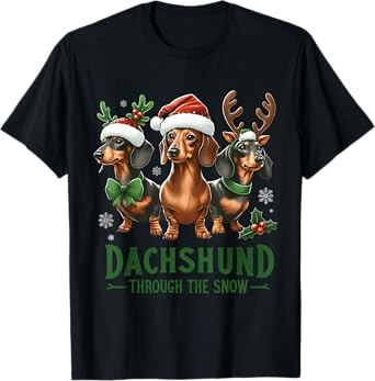 Dachshund Xmas Through the Snow Naughty List Dachshund T-Shirt