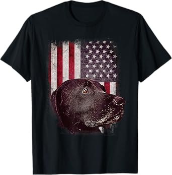 American Black Labrador USA Flag Lab Owner Patriotic T-Shirt for Women Girls Kids Men
