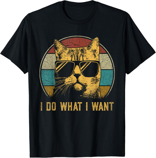 Retro Cat shirt for men I do what I want cat funny cat lover T-Shirt