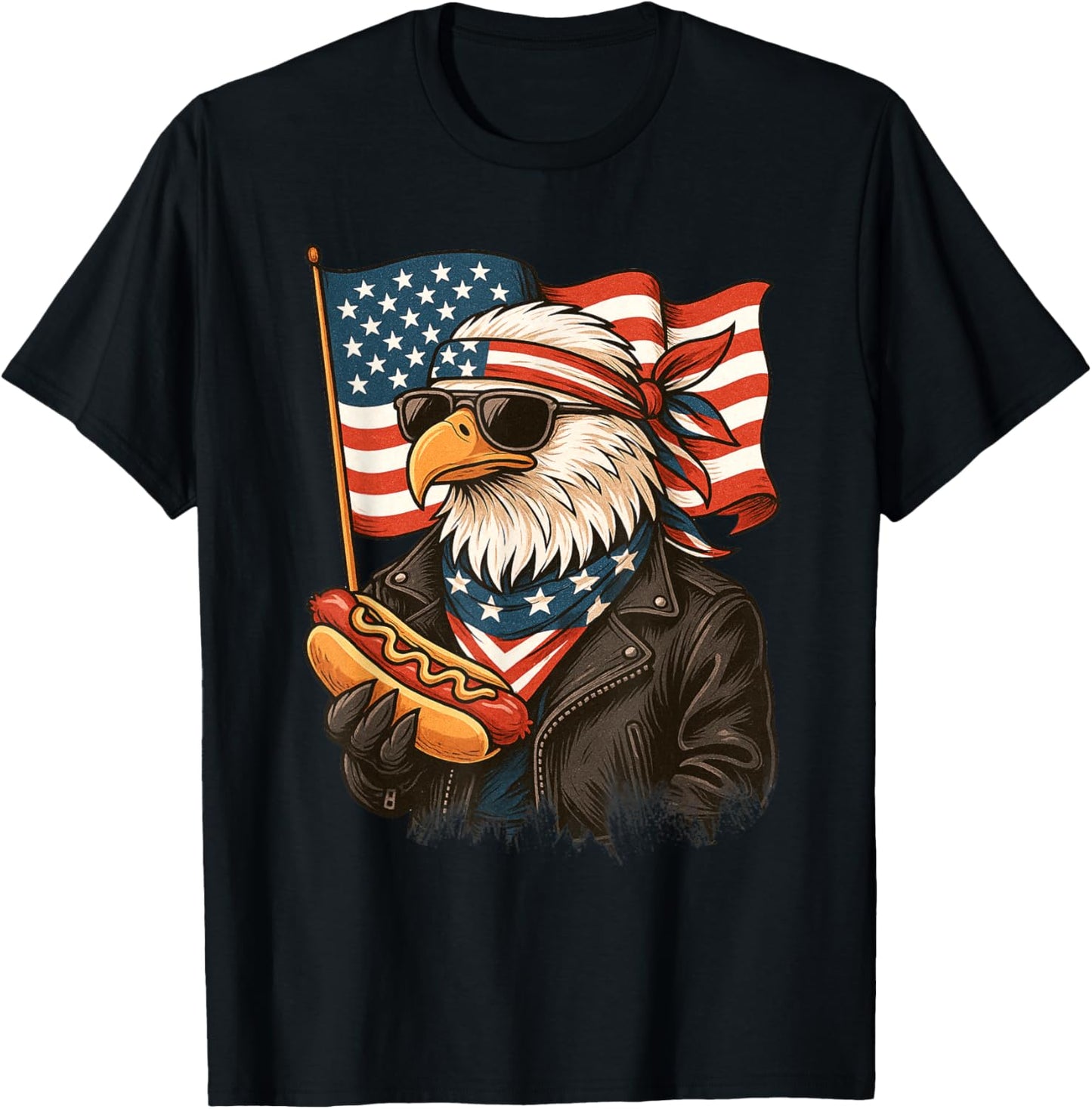 Funny Bald Eagle Hotdog American Flag 4th Of July Patriotic T-Shirt