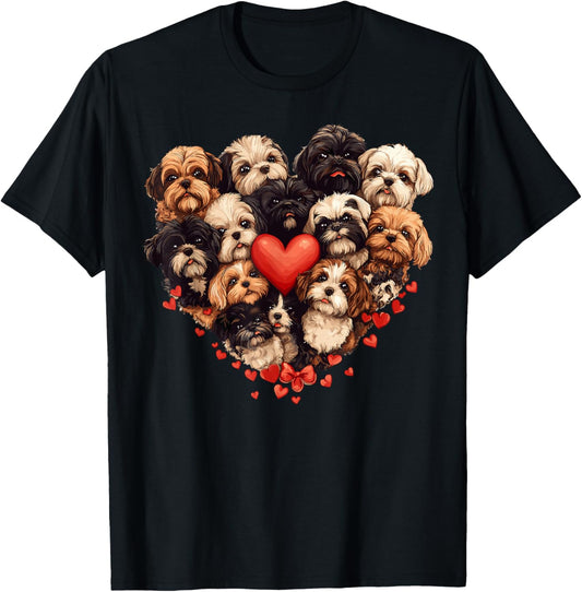 Shih Tzu Heart-shaped Cute Shih Tzu Valentines Day Dog Lover T-Shirt