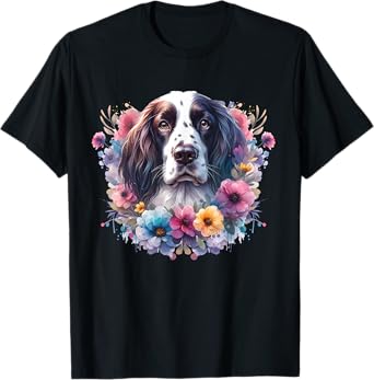 Floral English Springer Spaniel Mama Dog Lover Mother's Day T-Shirt for Men Women Kids
