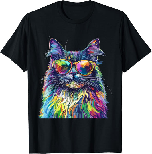 Maine Coon Cat Lover Wearing Pop Art Funny Maine Coon Cat T-Shirt