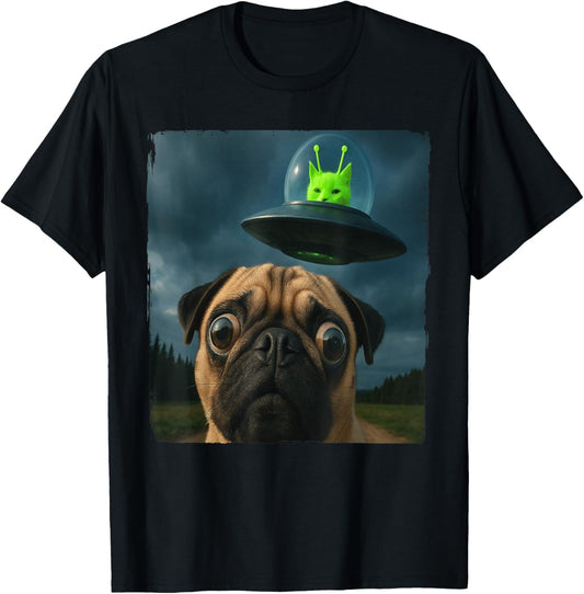 Glerp Glorp Cat Alien Ufo Pug Selfie Funny Meme T-Shirt