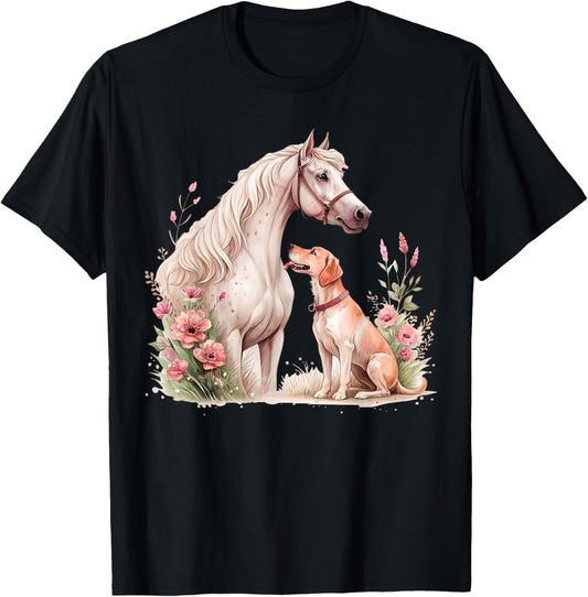 Horse And Dog Silhouette Love Harmony T-Shirt