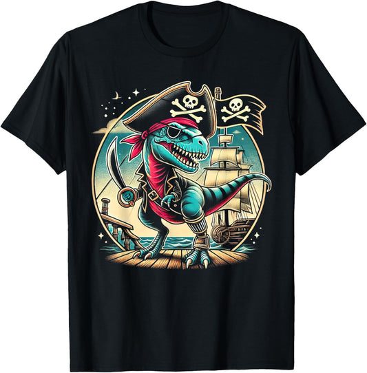 Pirate Dinosaur Tyrannosaurus Funny T-rex Halloween Costume T-Shirt