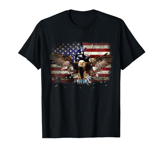 American Bald Eagle USA Flag Patriotic Eagle 4th of July T-Shirt