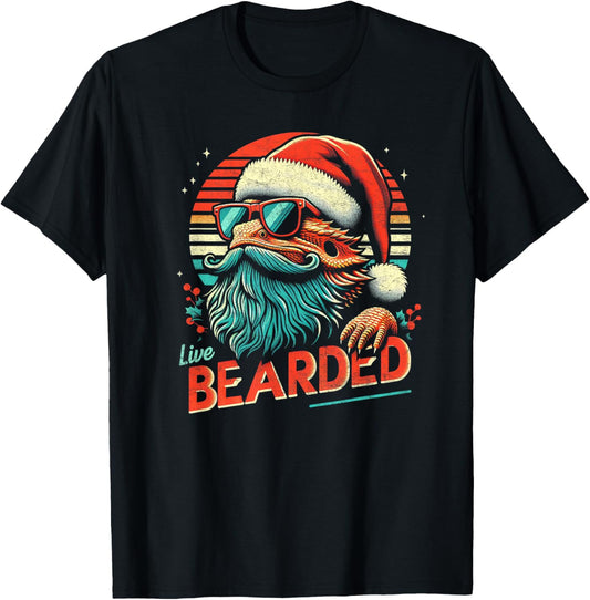 Bearded Dragon Sunglasses Live Bearded Funny Christmas T-Shirt