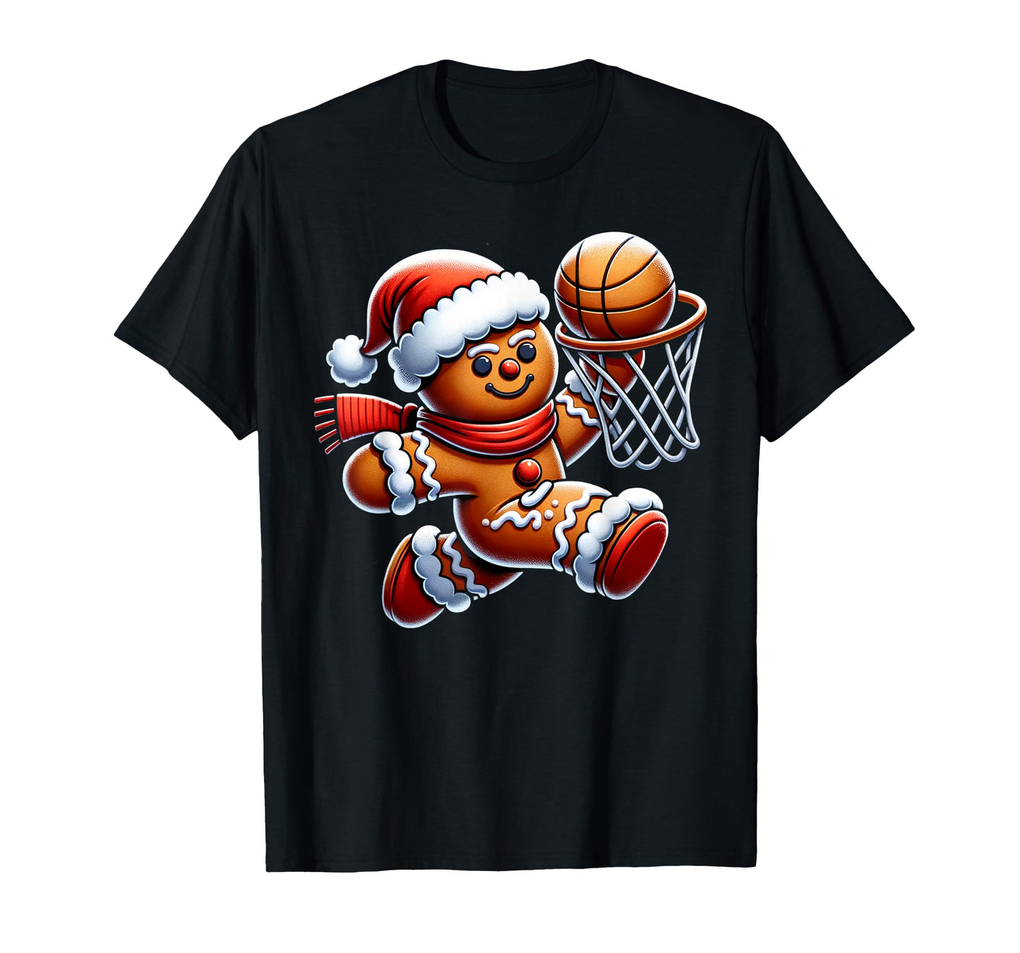 Gingerbread Man Playing Basketball Christmas Xmas Kids T-Shirt