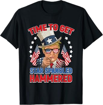 Trump 4th Of July Shirt Star Spangled Hammered Drinking Tee T-Shirt