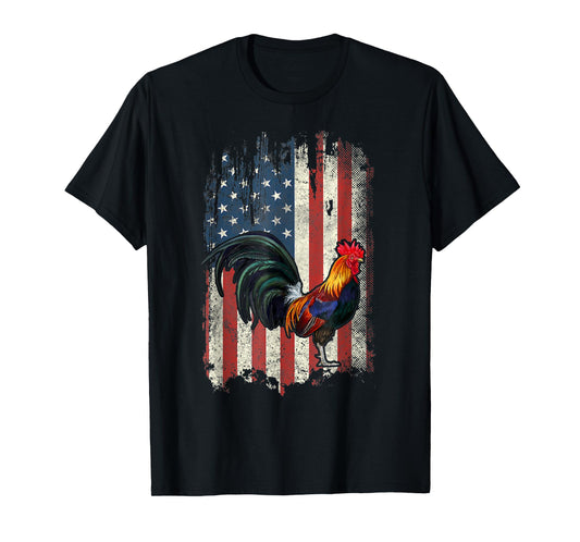 American Flag Cock Fighting rooster Chicken T-Shirt for Women Men