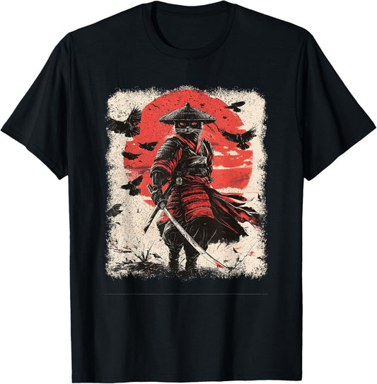Samurai Cat, Vintage Japanese Warrior Art | Anime & Samurai T-Shirt