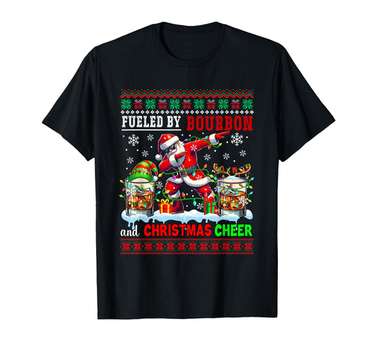 Fueled by Bourbon and Xmas Cheer Sweater Drinker Santa T-Shirt