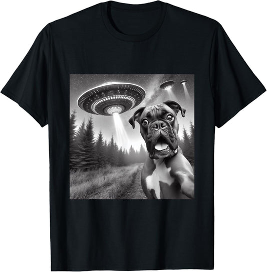 Alien UFO Funny Boxer Dog Lover Men Women Kids T-Shirt