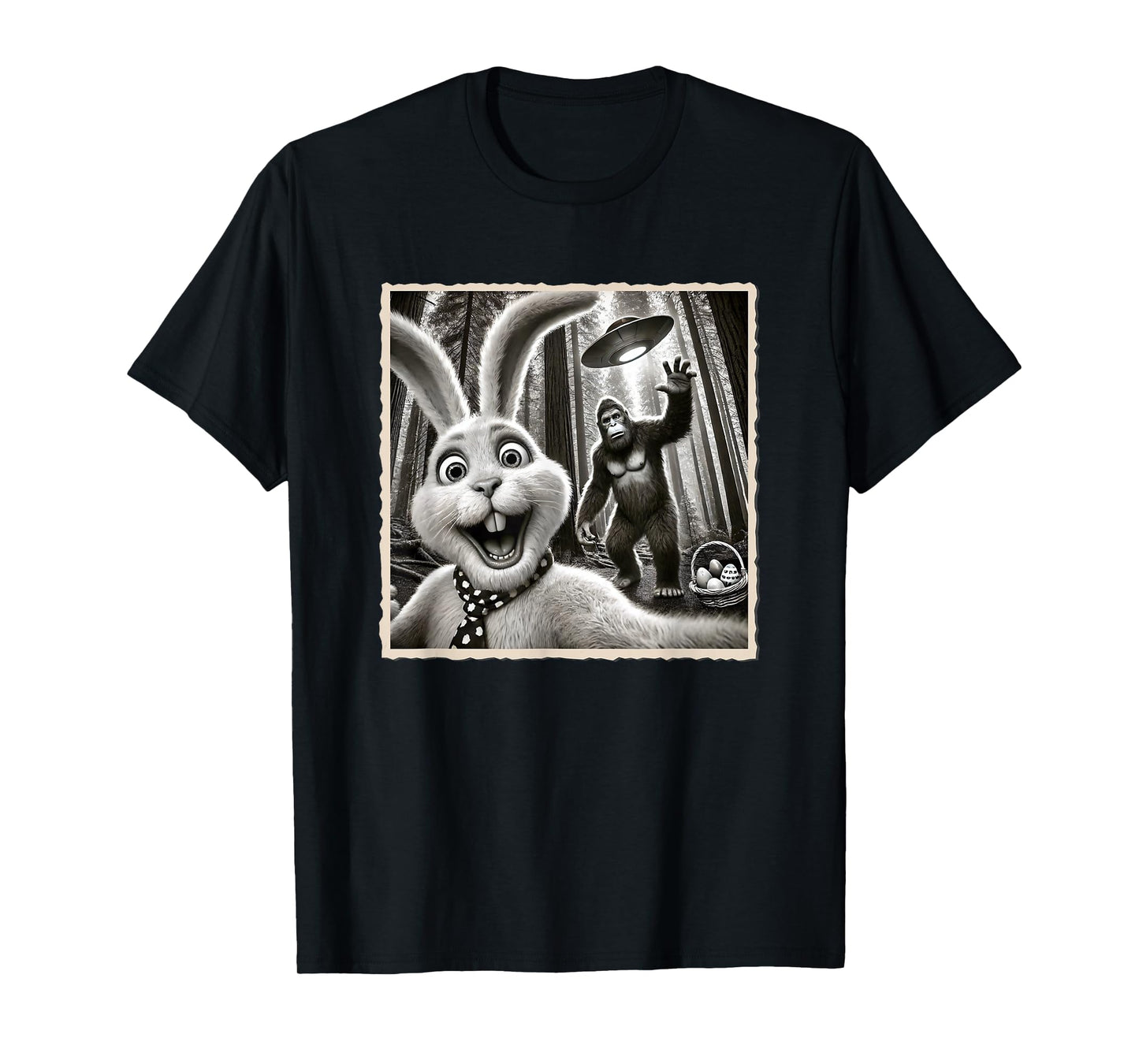 Easter Bunny Selfie With Bigfoot | Funny Easter, Bunny T-Shirt