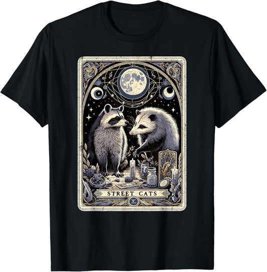 Raccoon Opossum Street Cats Tarot Card Witchcraft Possum T-Shirt