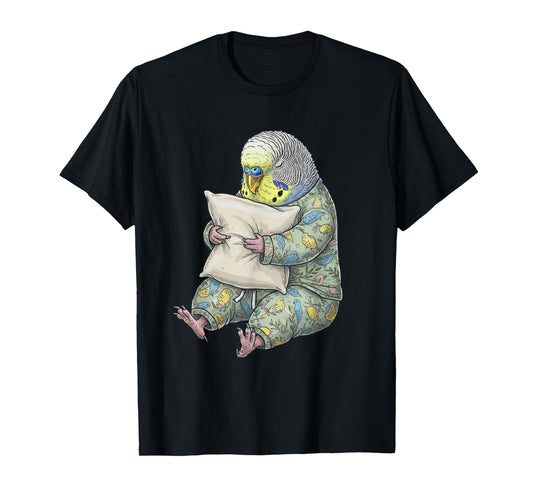 Funny Sleepy Budgerigar Budgie Bird Pajama Women Men Kids T-Shirt