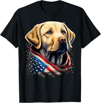 USA 4th Of July Yellow Patriotic American Labrador Retriever T-Shirt for Women Kids Men