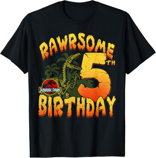 Jurassic Park Rawrsome 5th Birthday T-Shirt