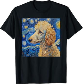 Poodle Dog Van Gogh Style Starry Night T-Shirt