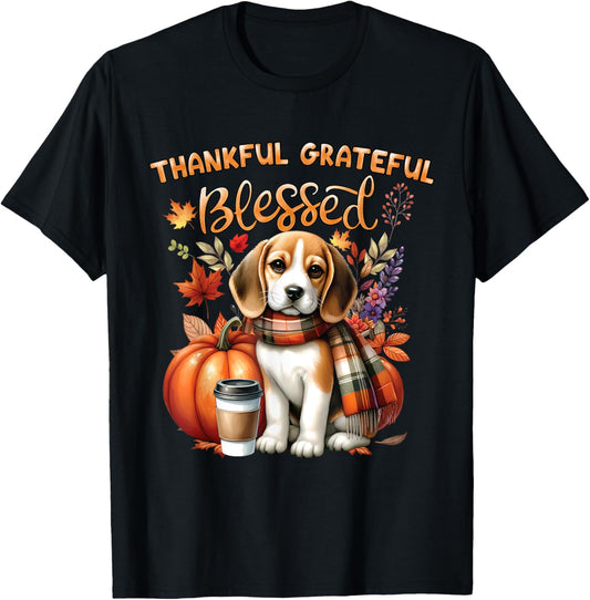 Thankful Grateful Blessed Beagle Dog Happy Fall Y'all Autumn T-Shirt