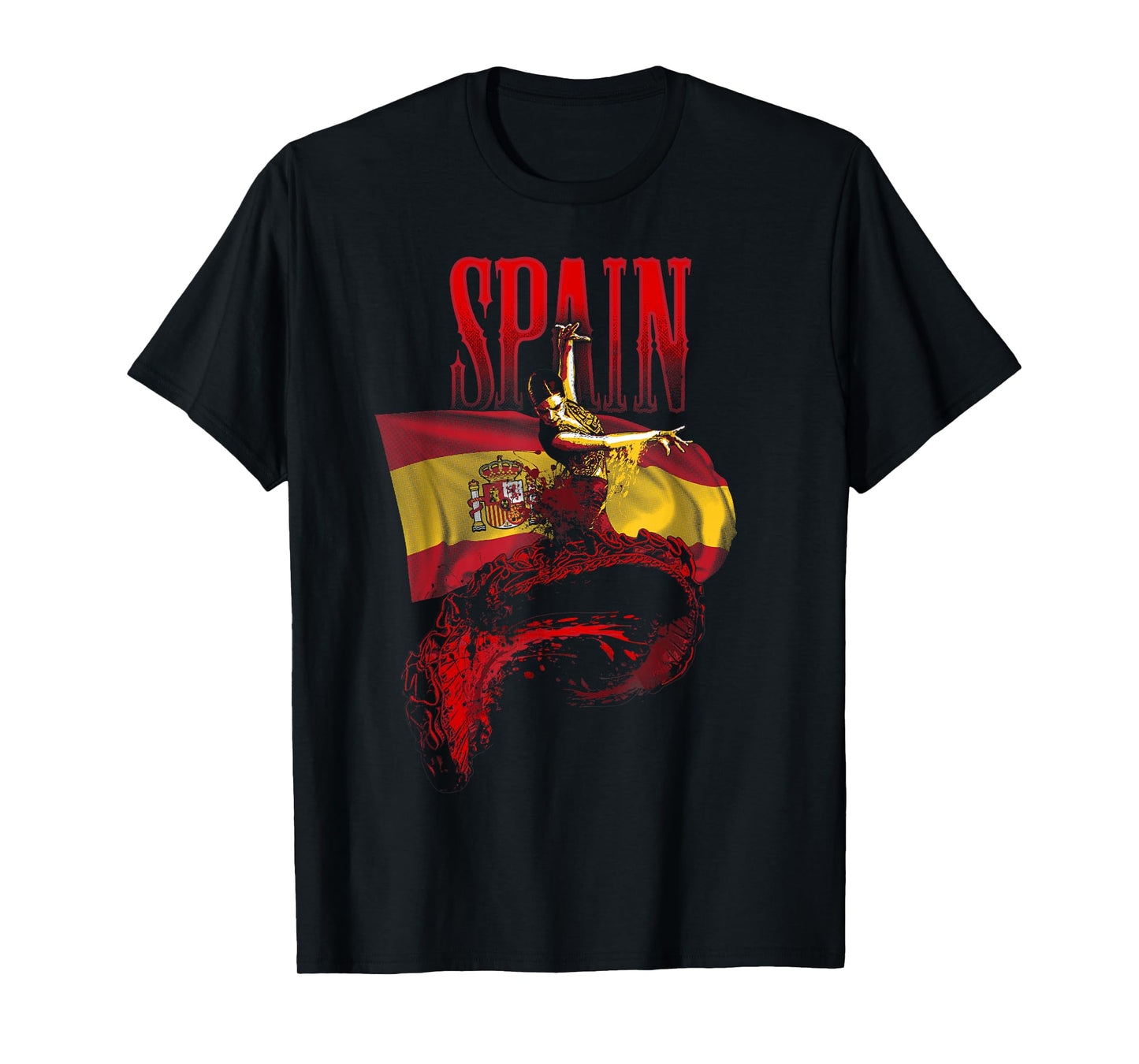 Flamenco Dancer Spain Flag Spanish Heritage Art T-Shirt
