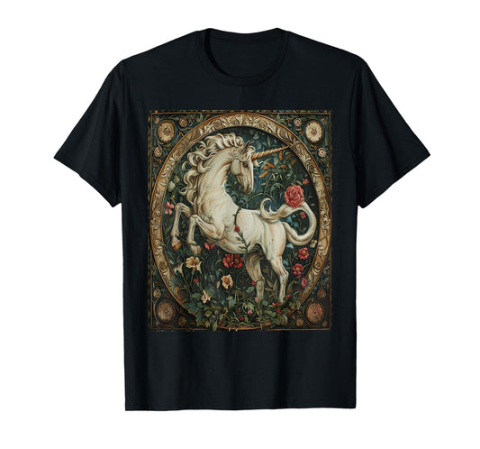 Vintage White Majestic Unicorn Ancient Victorian Style Art T-Shirt