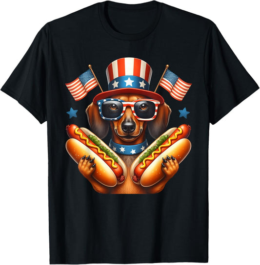 Dachshund Hotdog 4th of July Patriotic Dog Fourth of july T-Shirt
