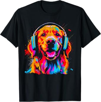 Vintage Golden Retriever DJ Dog Music Festival Graphic T-Shirt